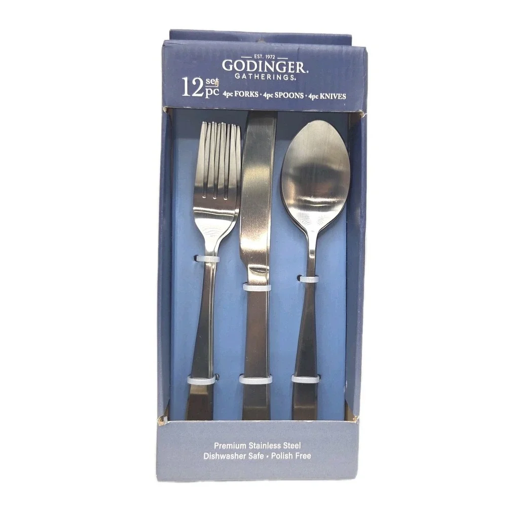 Godinger Gatherings 12-Piece‎ Stainless Steel Flatware Silverware Set
